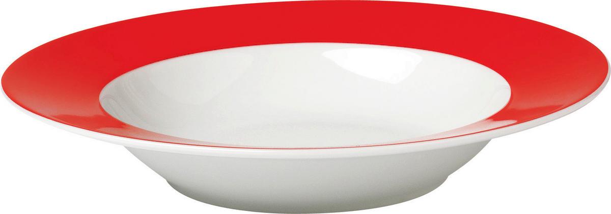 Suppentellerset Rot Weiß 6-teilig D: 21,5 cm - Rot/Weiß, Basics, Keramik (21,5cm) - Van Well