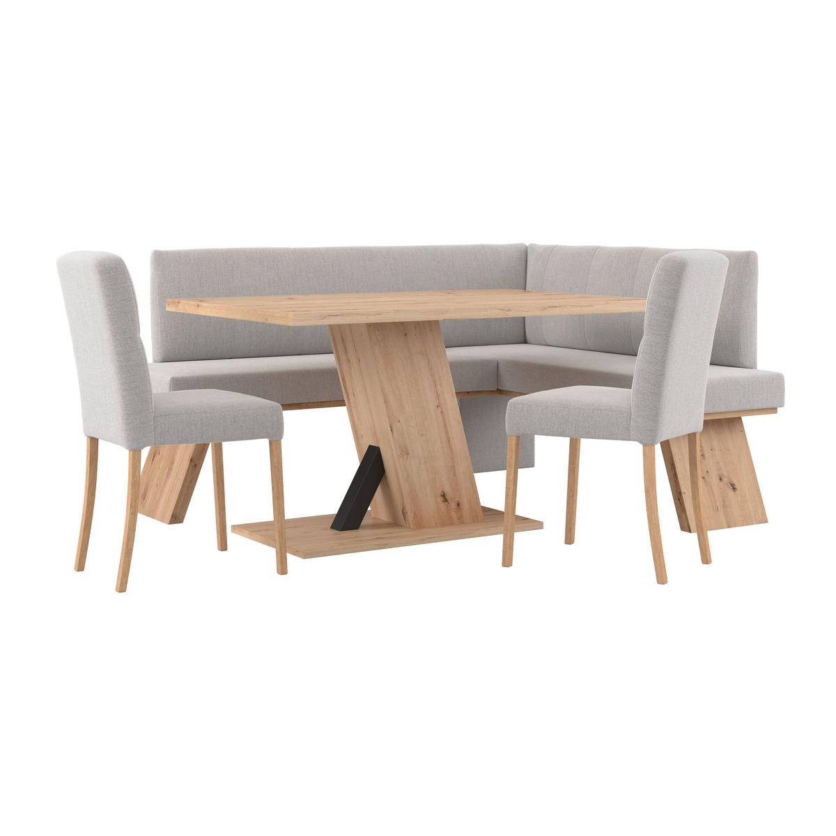 Eckbank Emma Ii Webstoff Hellgrau, B: 185 Cm - Eichefarben/Hellgrau, KONVENTIONELL, Holzwerkstoff/Textil (185/150cm)