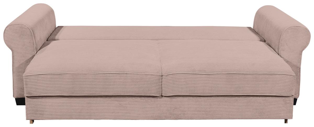 2-Sitzer-Sofa Mit Schlaffunktion Maureen B:250cm - Schwarz/Rosa, KONVENTIONELL, Textil (250/95/125cm) - MID.YOU