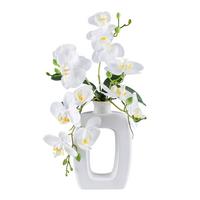 Kunstpflanze Orchideen Grün/Weiß, 42 cm - Weiß/Grün, Design, Keramik/Kunststoff (42cm) - P & B