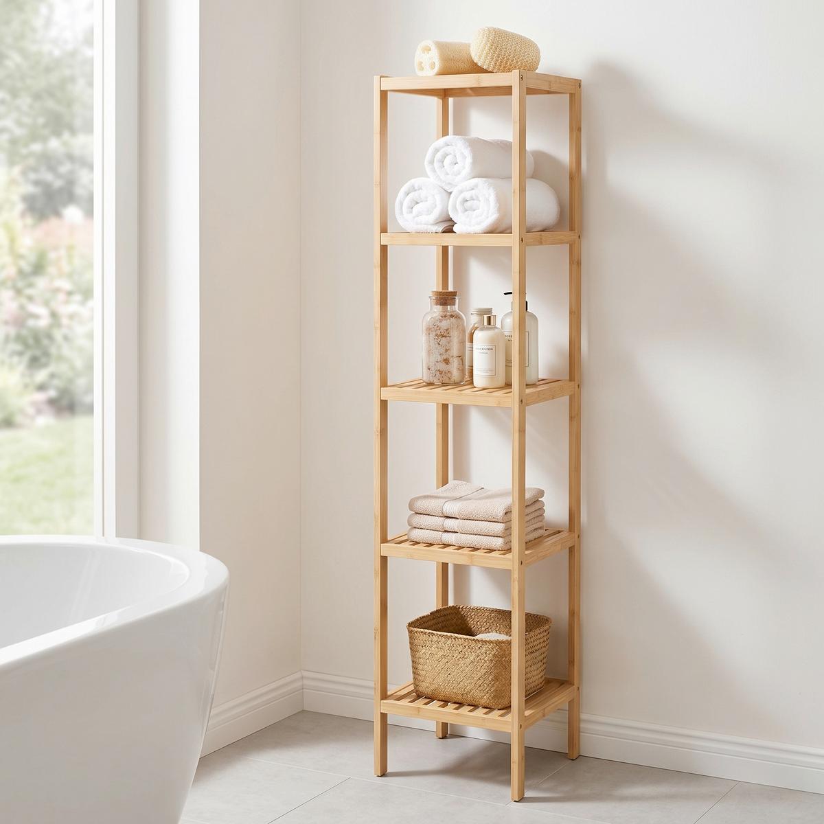 Badezimmerregal Naturfarben B: 33 cm - Naturfarben, Basics, Naturmaterialien (33/146/33cm)