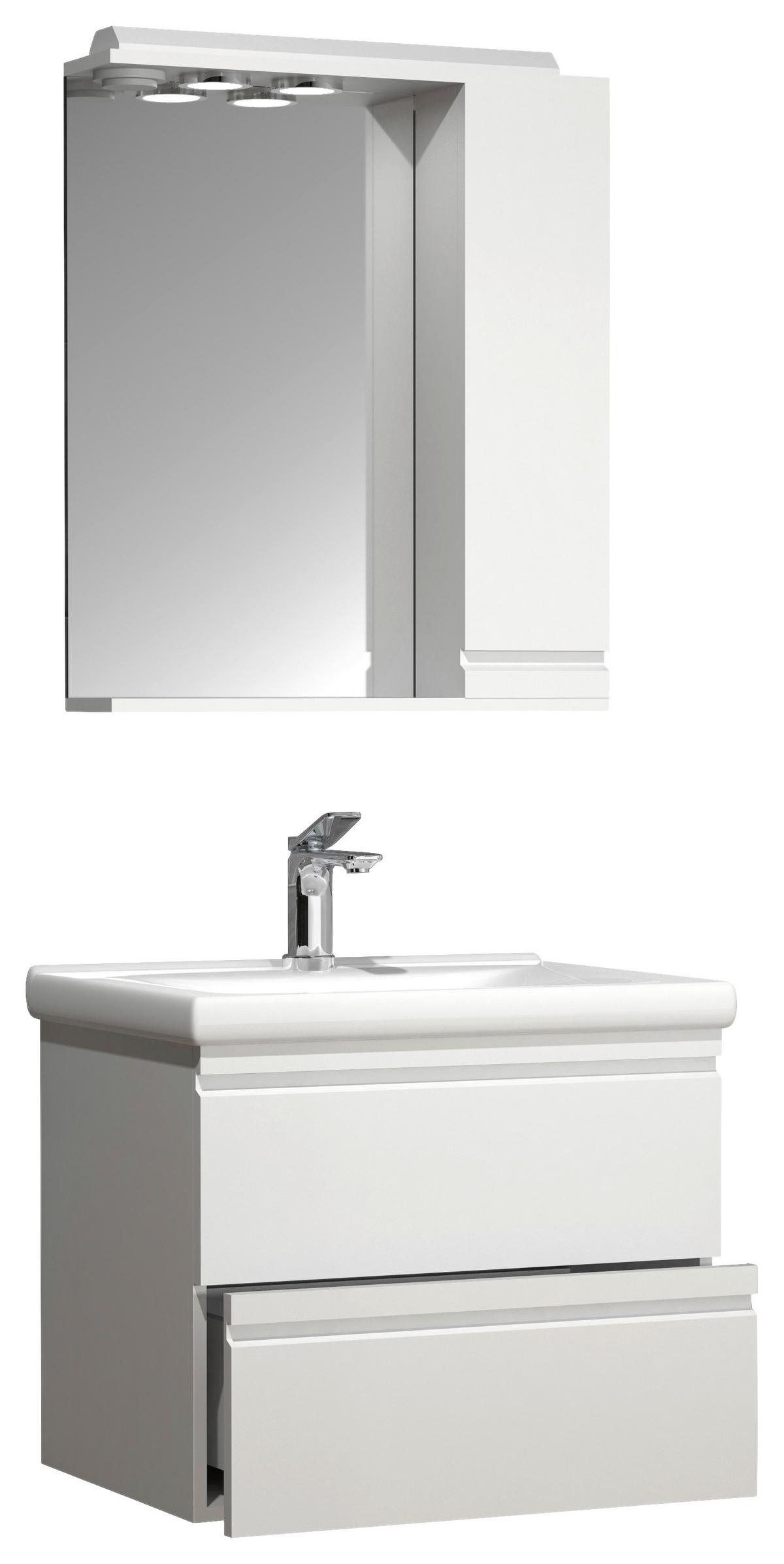 Badezimmer Silora L - Weiß, MODERN, Glas/Keramik (60cm) - MID.YOU