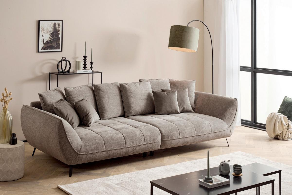 Bigsofa Triton Taupe B: 311 Cm - Taupe/Schwarz, Design, Textil (311/95/130cm) - Livetastic