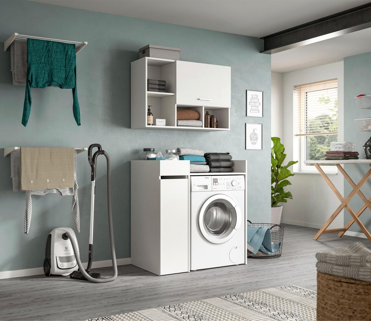 Waschmaschinenschrank Free Weiß B: 95cm - Weiß, Basics, Holzwerkstoff (95/195/60cm) - MID.YOU