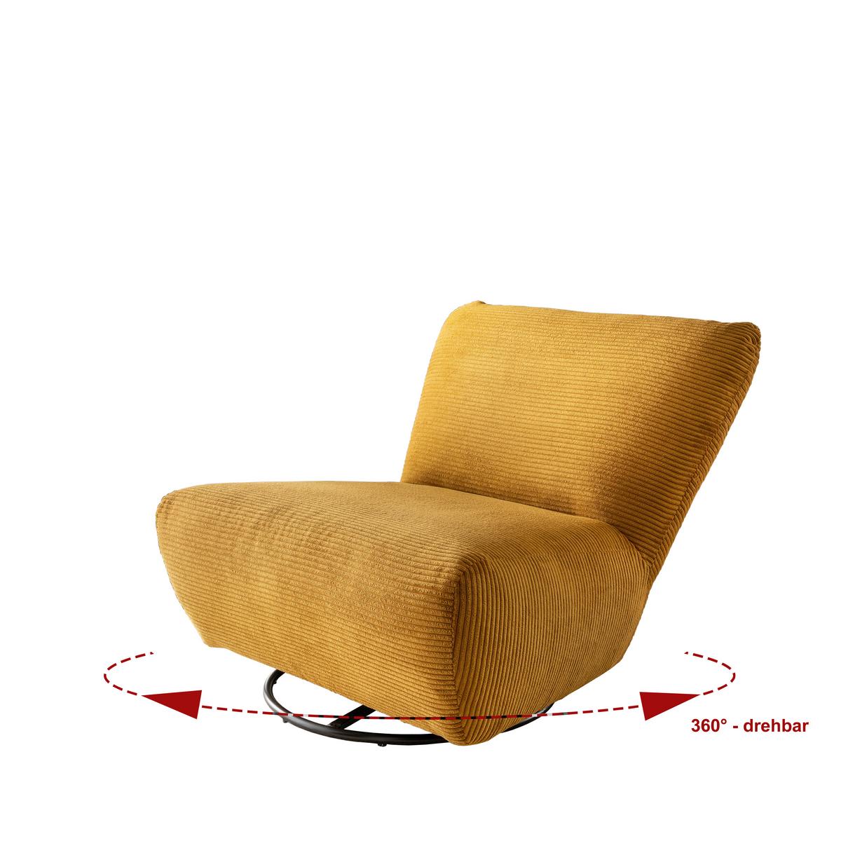 Xxl-sessel Cremallo Goldfarben Wippfunktion, Drehbar, B: 95cm - Goldfarben/Schwarz, Trend, Textil (95/77/94cm) - Livetastic