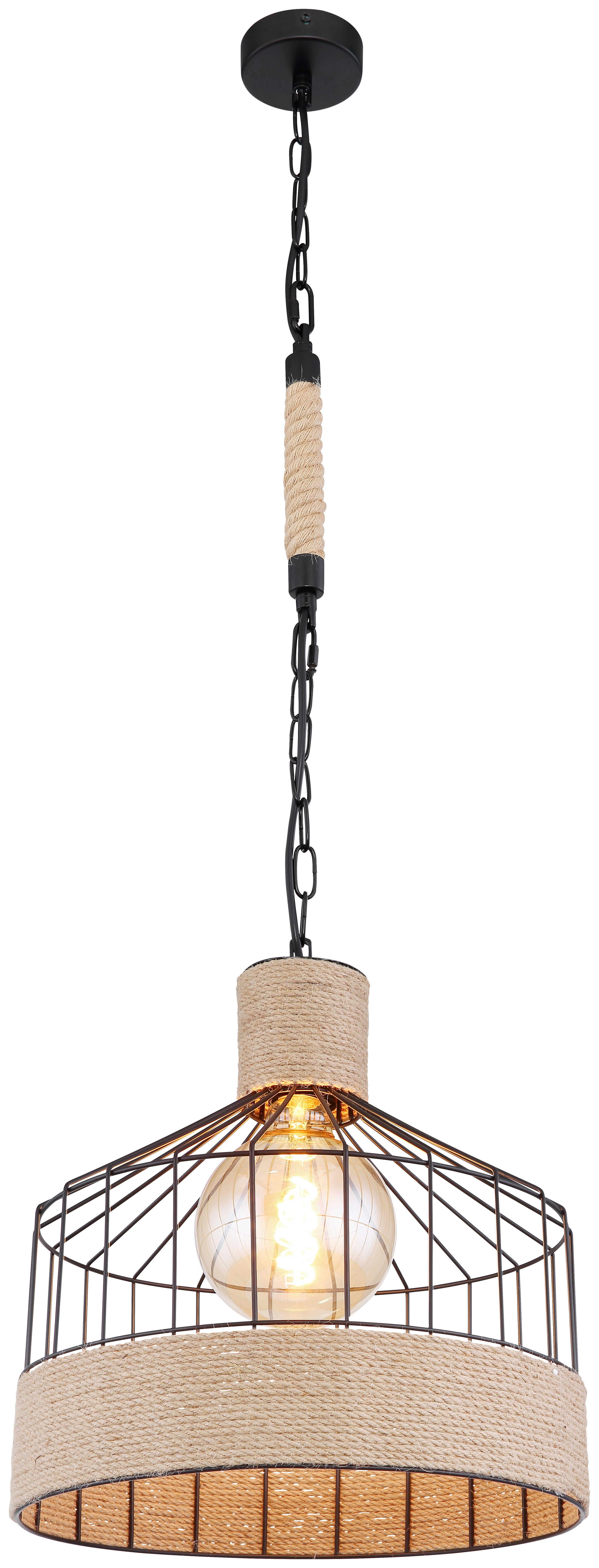 Hängeleuchte Halia H: 135 cm 1-Flammig, mit Hanfseil