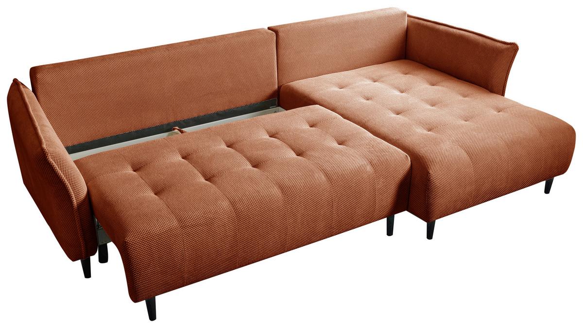 Ecksofa Monte Carlo Terracotta S: 160x290 cm - Terracotta/Schwarz, Trend, Holz/Holzwerkstoff (160/290cm)