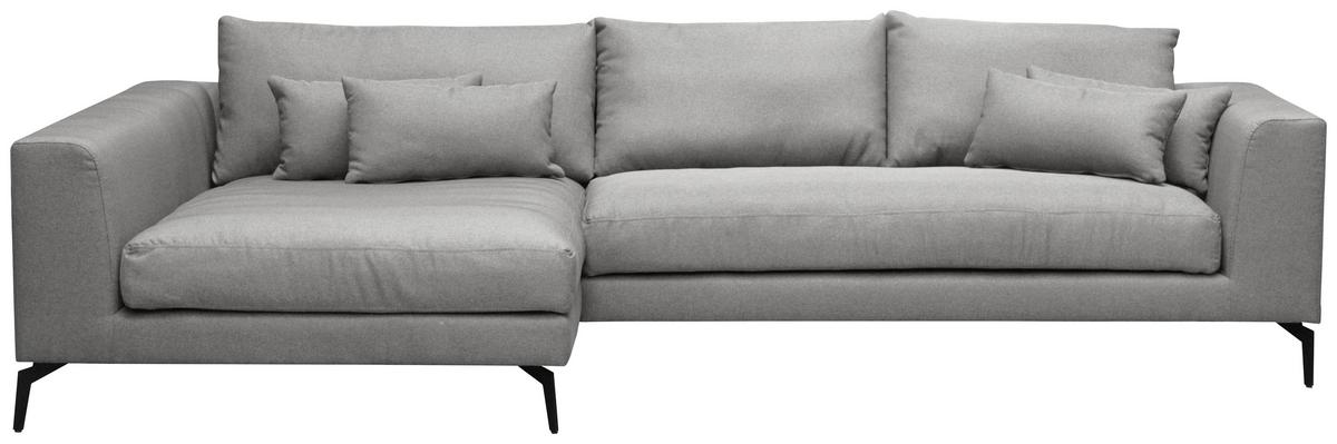 Ecksofa Berlin Webstoff Grau 172x313 Cm - Schwarz/Grau, Design, Textil (172/313cm) - Livetastic
