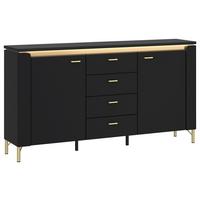 Komód Norica - fekete/aranyszínű, Trend, faalapú anyag (155,3/87,3/40cm)