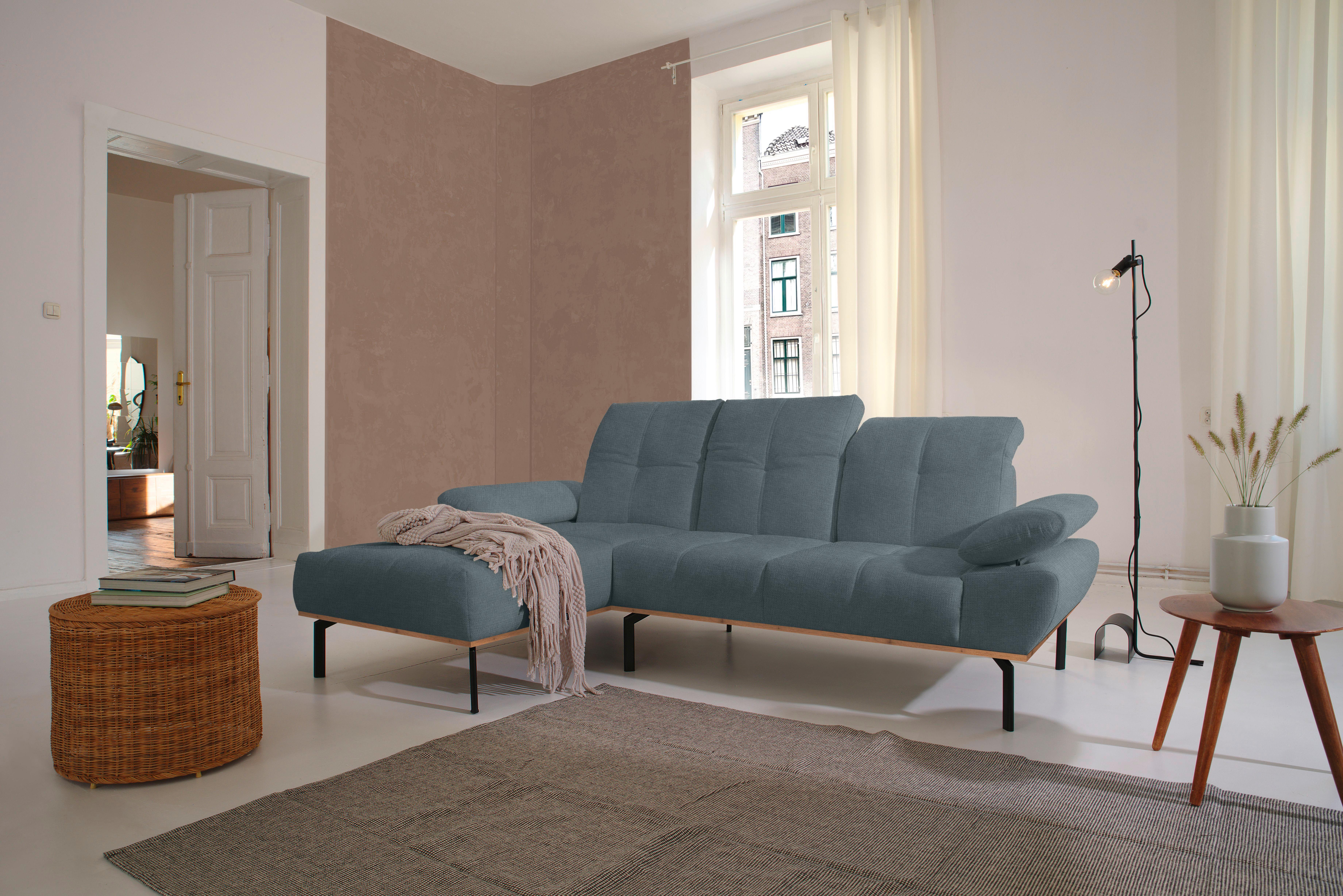 Ecksofa Grau S: 242x170 cm - Wildeiche/Schwarz, Design, Holz/Textil (242/170cm) - MID.YOU