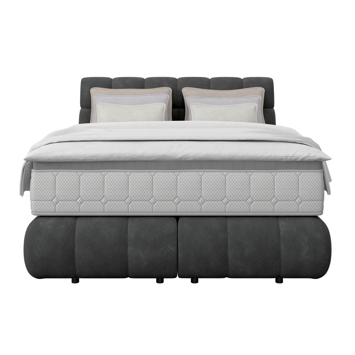 Boxspringbett Nobu Anthrazit, Lf: 140x200 cm - Anthrazit/Schwarz, Trend, Holz/Textil (140/200cm)