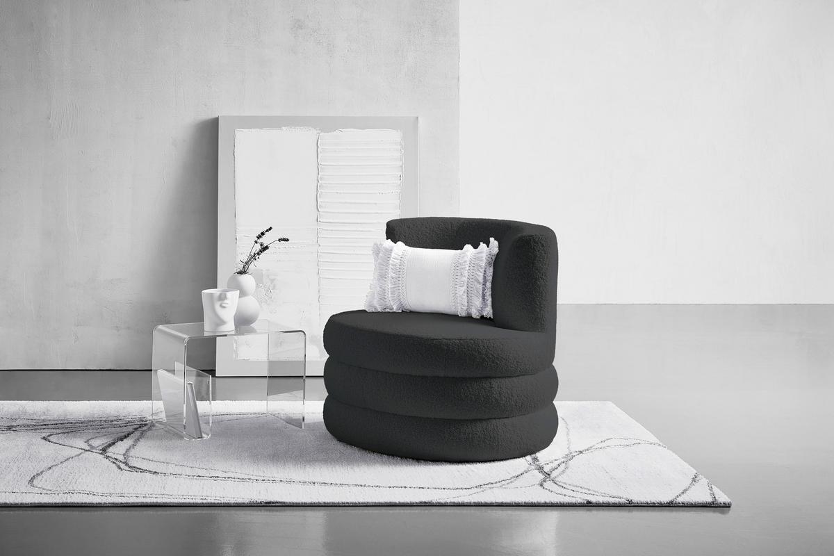 Designsessel Magari - Edelstahlfarben/Dunkelgrau, Trend, Textil (90/82/85cm) - Livetastic