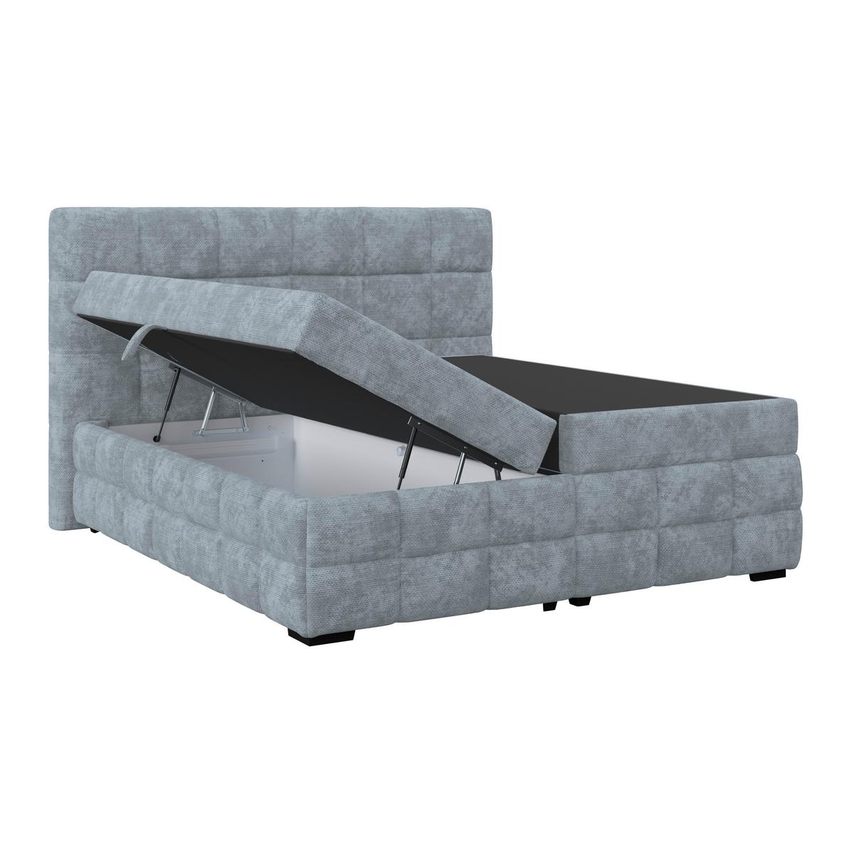 Čalouněná postel VEGA 180x200 cm, světle modrá - černá/světle modrá, Trend, dřevo/textil (180/200cm)