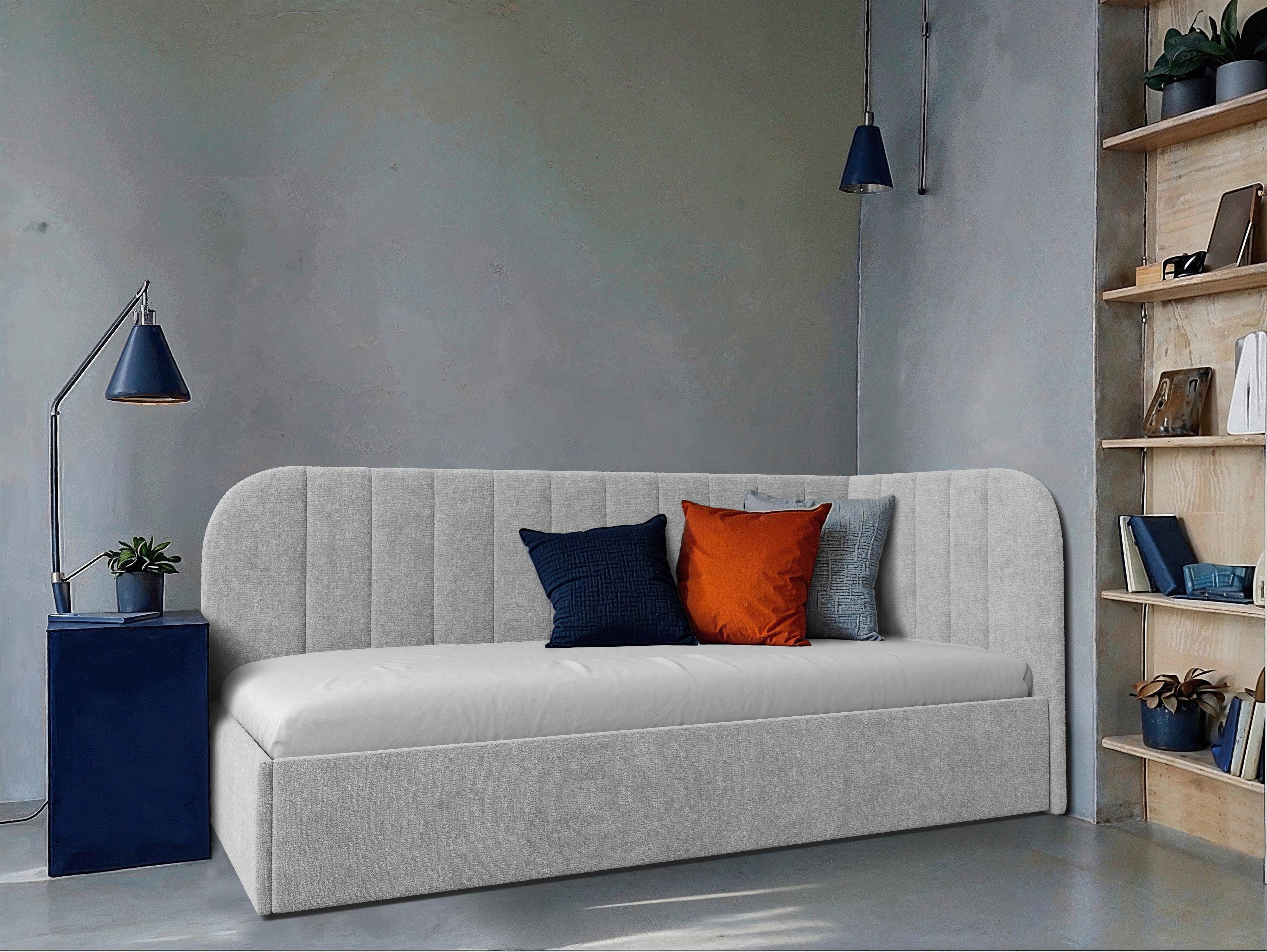 Polsterbett Millow Rechts Grau Lf: 90x200 Cm - Schwarz/Grau, MODERN, Holz/Holzwerkstoff (90/200cm) - MID.YOU