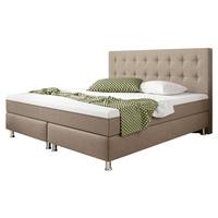 Boxspringbett Mit Topper 180x200 Köln Plus - Silberfarben/Cappuccino, KONVENTIONELL, Textil (180/115/210cm) - MID.YOU