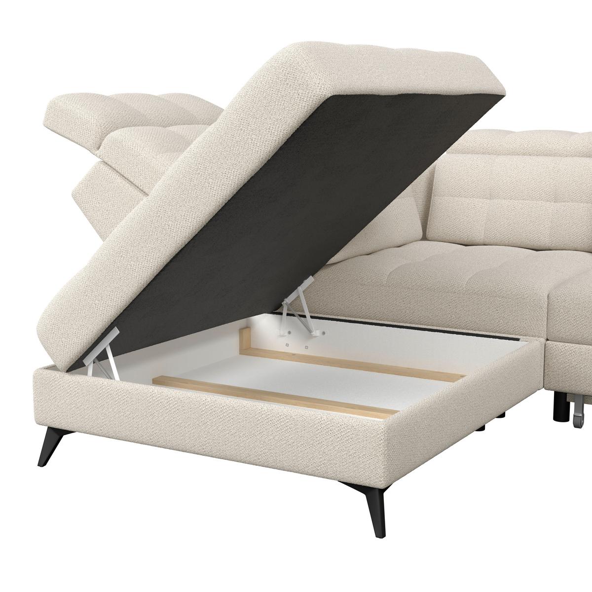 Ecksofa Barletta New Velours Beige, 228x289cm - Beige/Schwarz, ROMANTIK / LANDHAUS, Textil (228/289cm) - Luca Bessoni