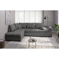 Eckschlafsofa Alvito Graubraun S: 202x298 Cm - Graubraun/Schwarz, MODERN, Textil (202/298cm) - MID.YOU
