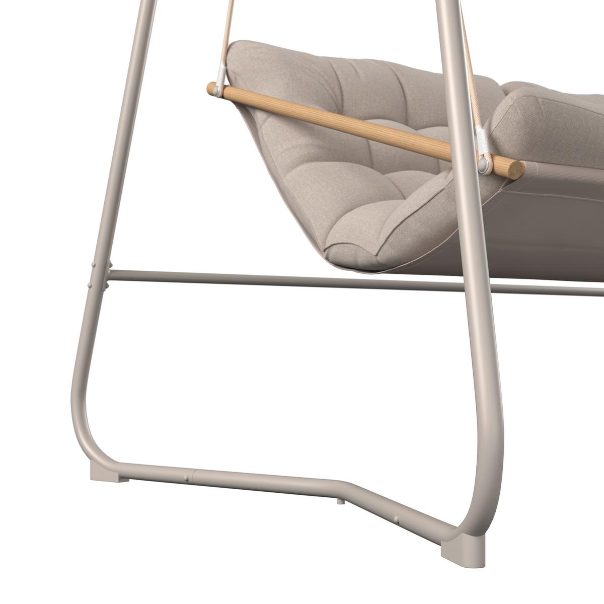 Hollywoodschaukel Bilbao - Dunkelgrau/Beige, MODERN, Textil/Metall (220/151/195cm) - Beldano