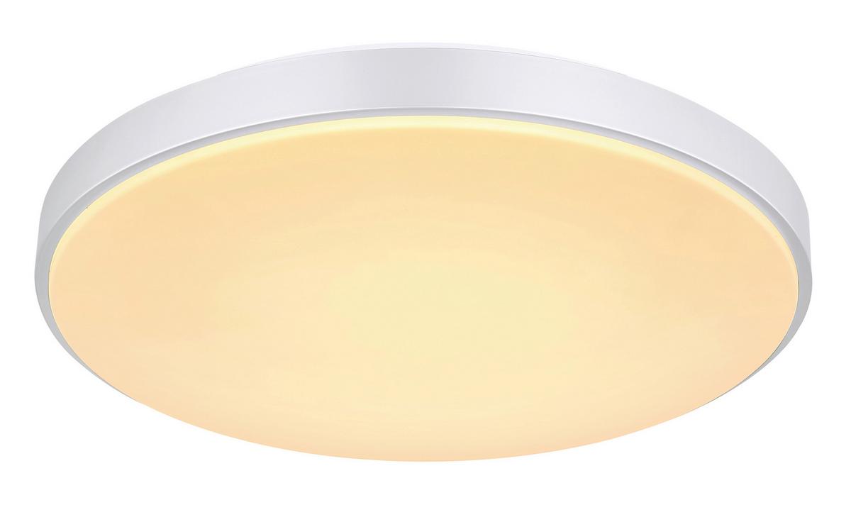 LED-Deckenleuchte Ø 41 cm mit Farbtemperaturwechsler - Silberfarben/Opal, Basics, Kunststoff/Metall (41/6cm) - Globo