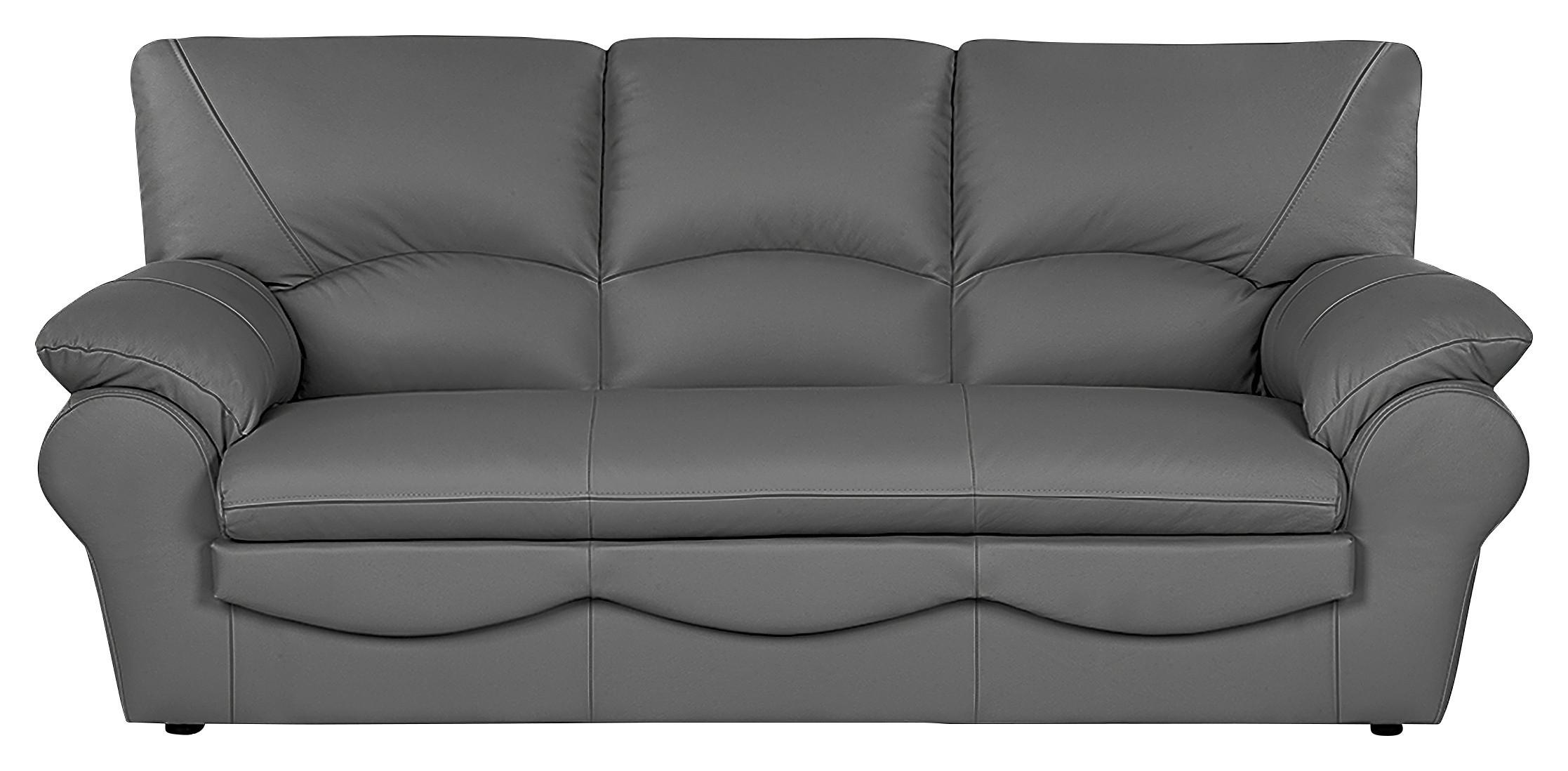 Schlafsofa Oslo, Anthrazit B: 205 cm - Anthrazit/Schwarz, Design, Leder (205/92/85cm) - Livetastic