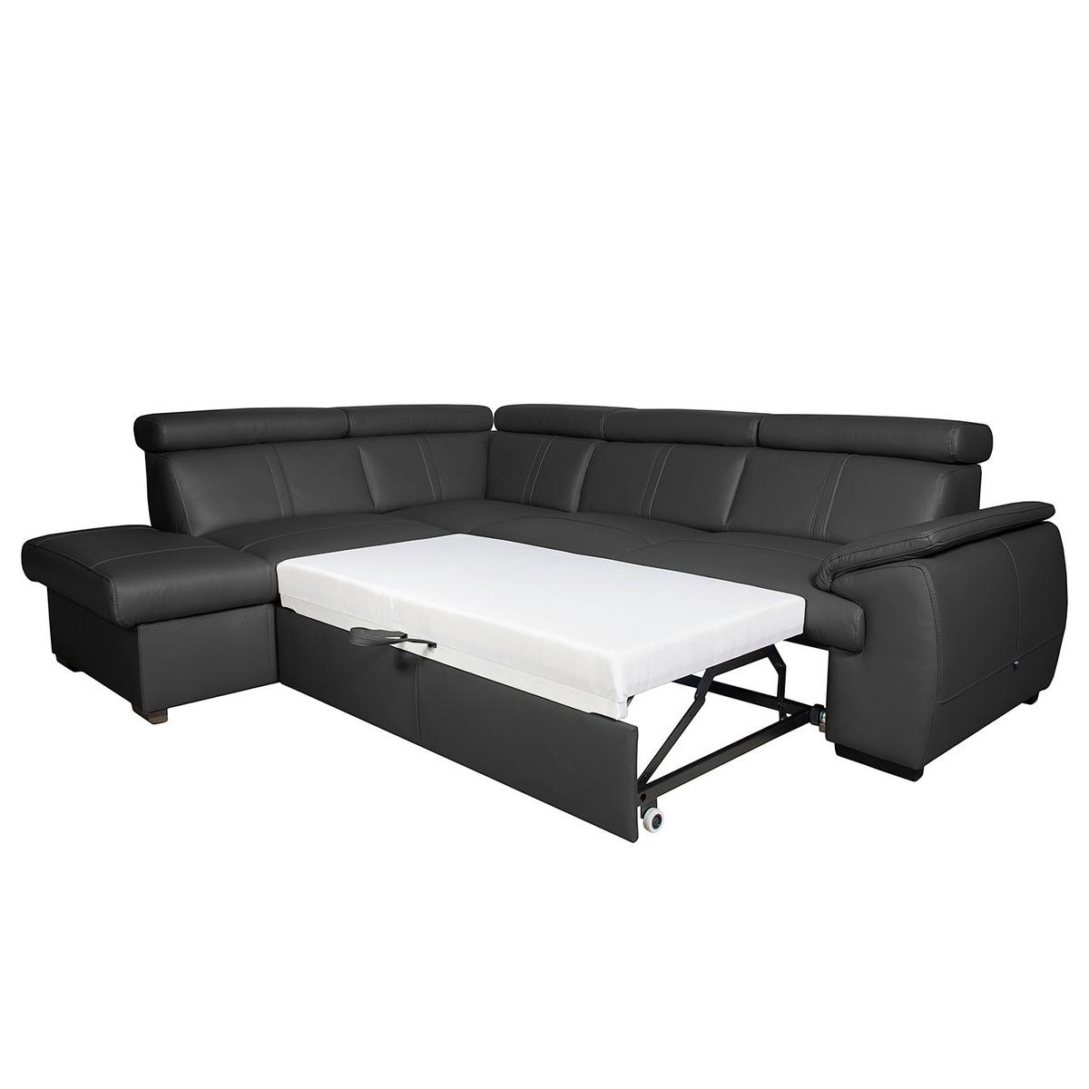 Ecksofa City Schwarz B: 211x265 Cm - Wengefarben/Schwarz, Design, Leder (211/265cm) - Livetastic
