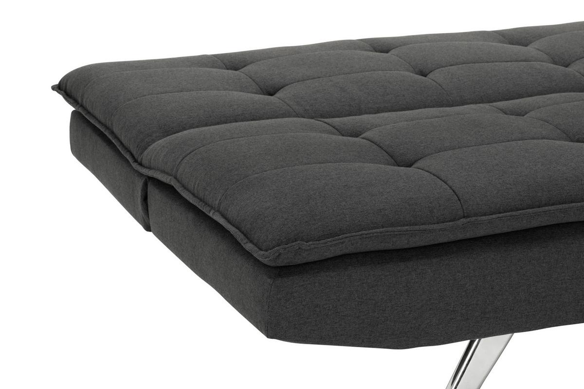 Schlafsofa Turin - Dunkelgrau/Silberfarben, Basics, Textil (194/87/102cm) - MID.YOU