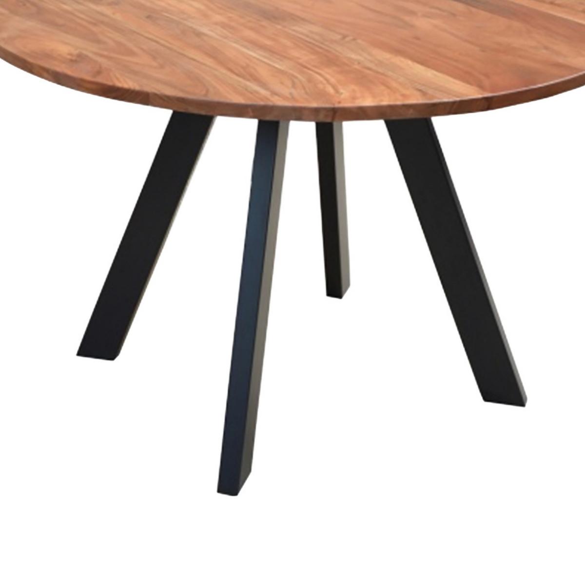 Esstisch mit Echtholz-Platte Rund Tara 120x120x76 cm Akazie - Schwarz/Akaziefarben, MODERN, Holz/Metall (120/120/76cm) - MID.YOU