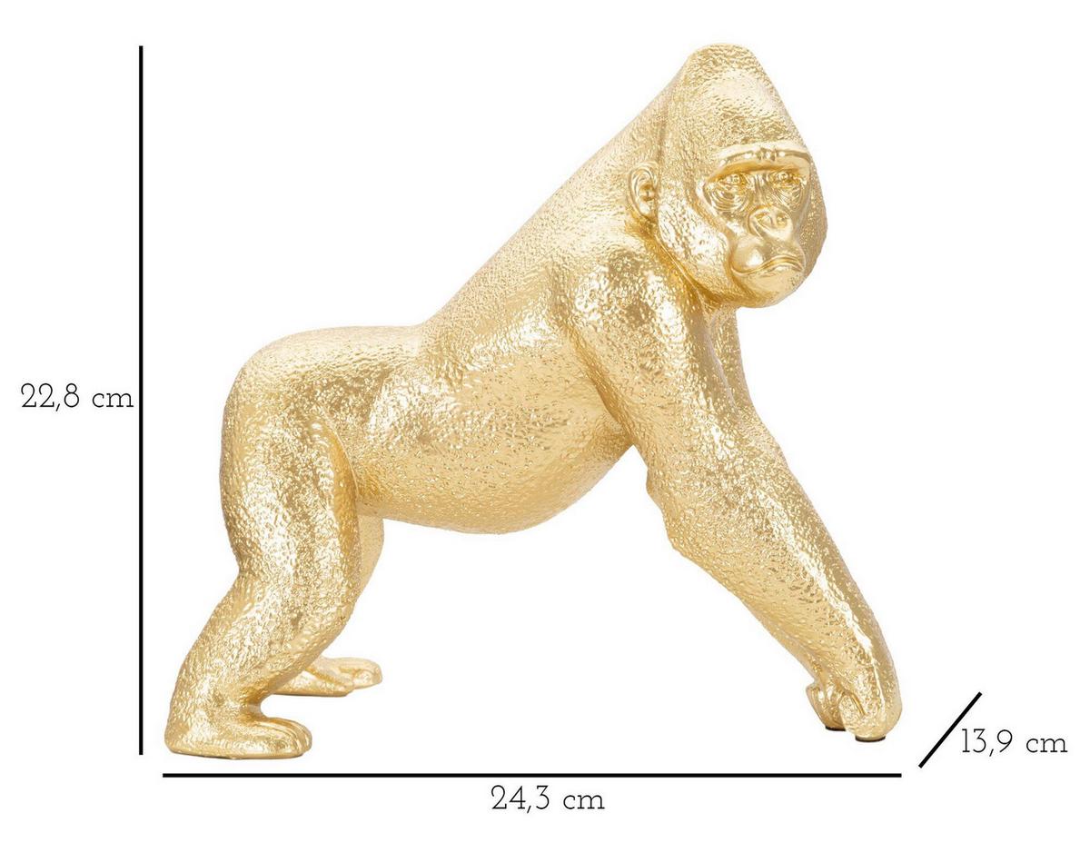 Skulptur Gorilla Dekor Side Goldfarben, B: 24,3 cm - Goldfarben, Basics, Kunststoff (24.3/22.8/13.9cm)