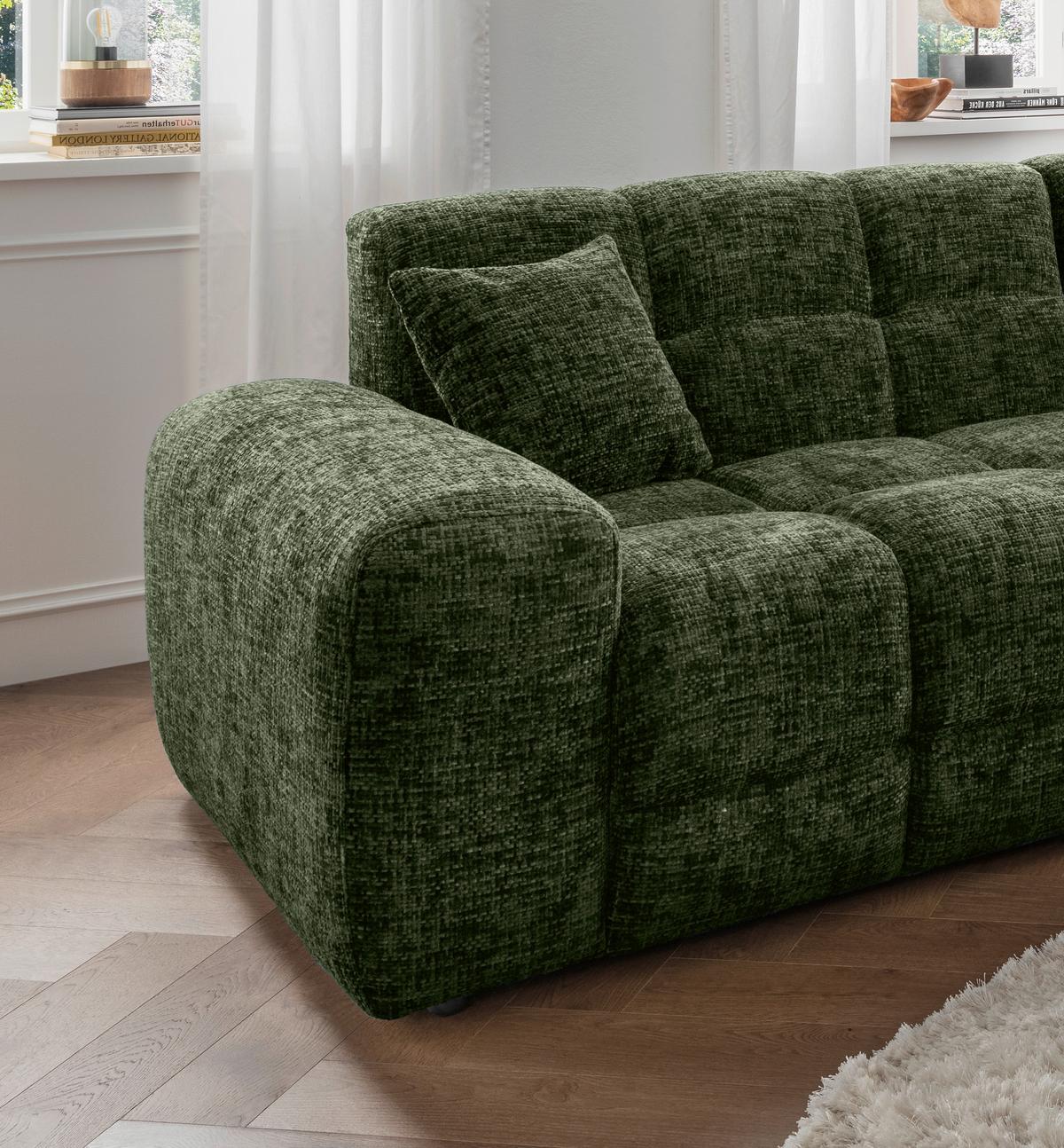 Ecksofa  Bosco Dunkelgrün S: 301x152 cm - Dunkelgrün/Schwarz, MODERN, Textil (301/152cm) - Livetastic