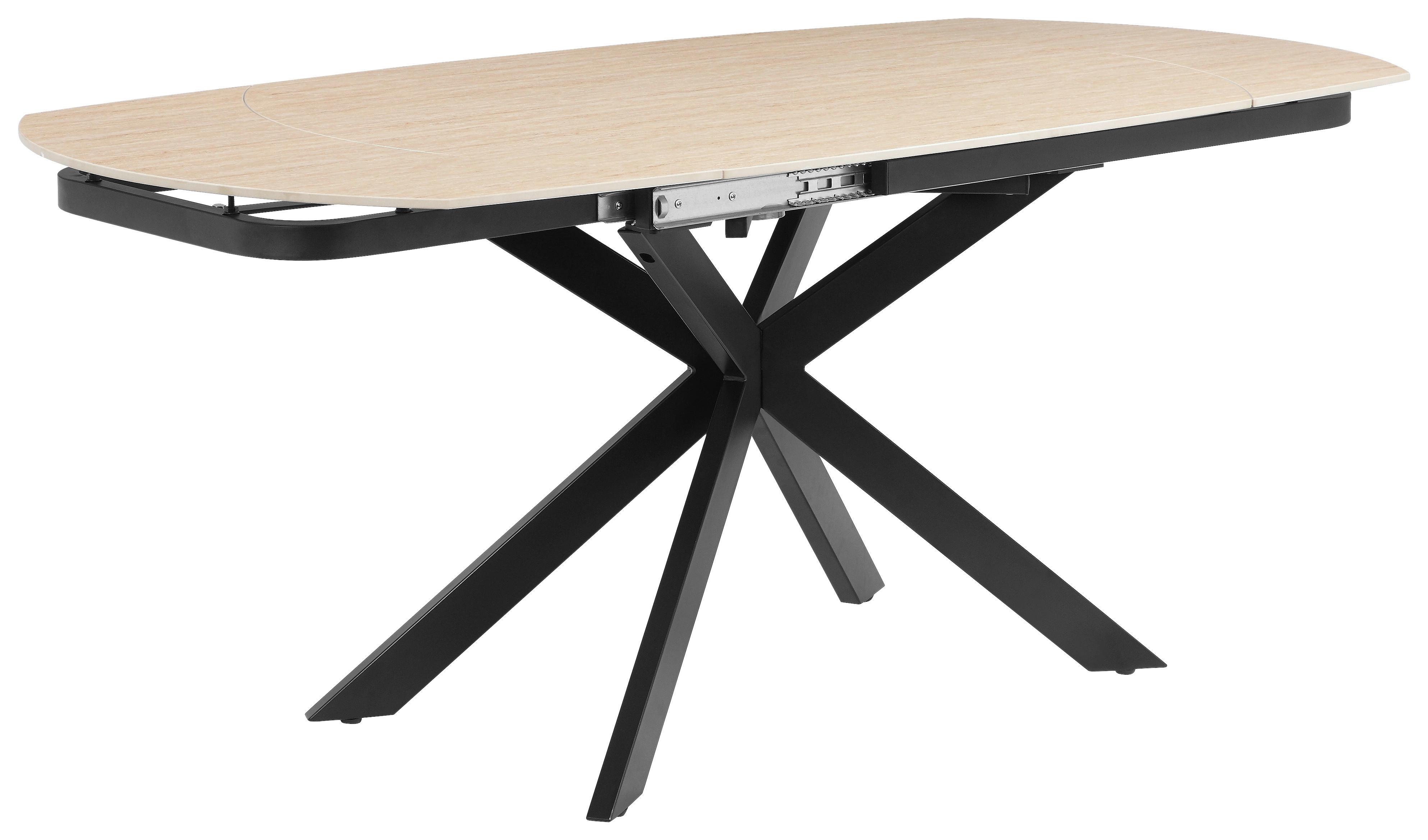 Esstisch Senna Schwarz/Beige L: 120-180 cm - Beige/Schwarz, MODERN, Stein/Metall (120-180/90/75.5-79cm) - P & B