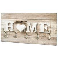 Hakenleiste Home 2 B: 60 Cm Schriftzug 5 Haken - Edelstahlfarben/Naturfarben, MODERN, Holzwerkstoff (60/30/8cm)