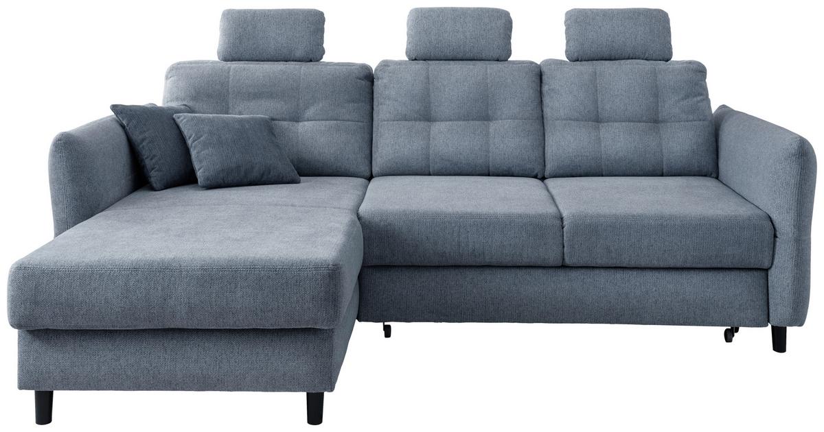 Ecksofa Brizzini Hellblau S: 176/250-280 cm - Blau/Schwarz, MODERN, Holz/Textil (176/250-280cm) - Livetastic