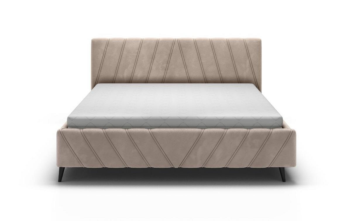 Postel Melli s roštem a úložným prostorem 180x200cm - černá/béžová, Design, dřevo/textil (180/200cm)