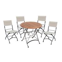 Gartenmöbel Set 5--Teilig. Triest klappbar - Eukalyptusholzfarben/Beige, Basics, Holz/Kunststoff (45/89/58cm) - Gardenson