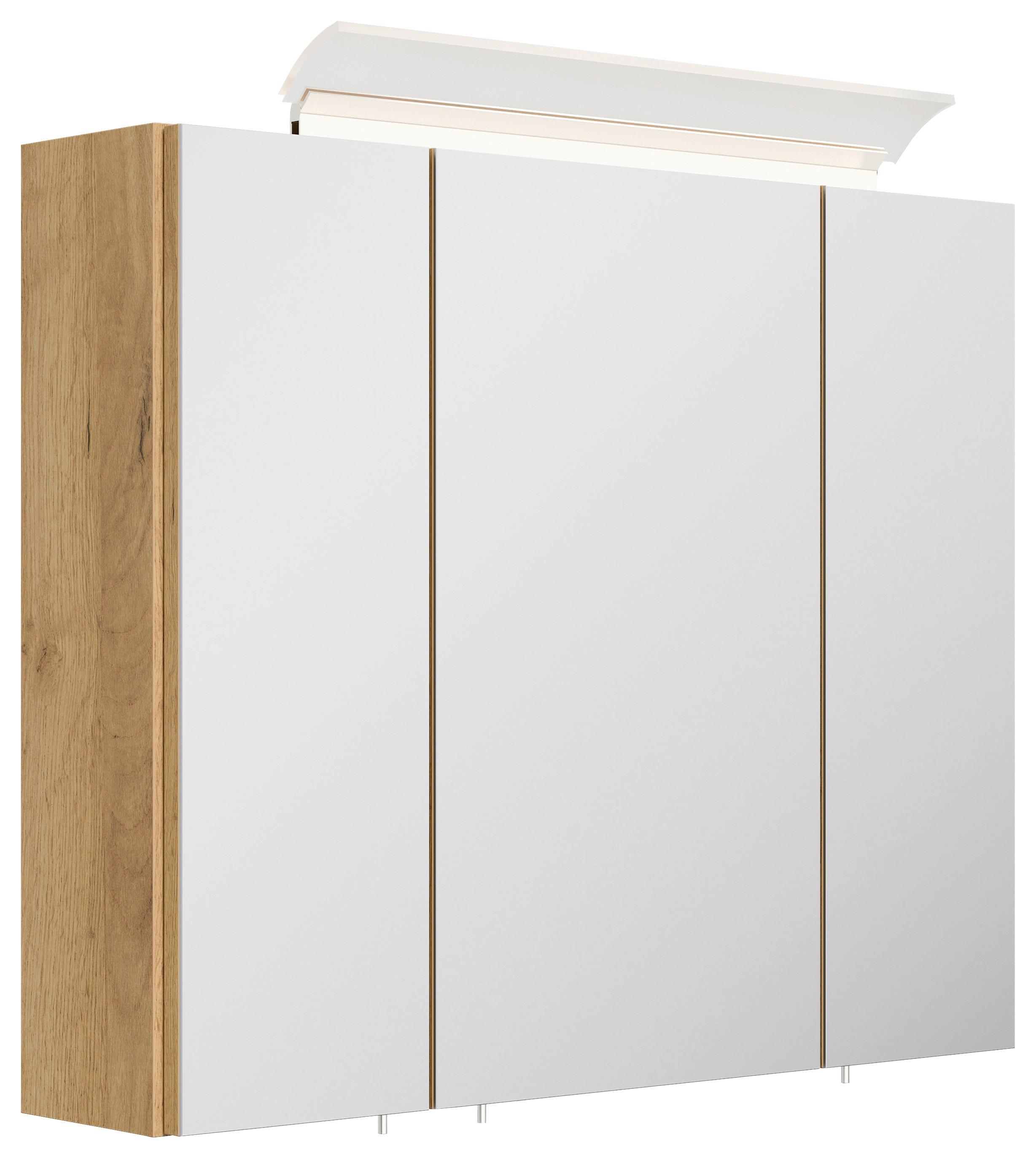 Spiegelschrank Eiche Dekor B: 75 cm - Eichefarben, MODERN, Glas/Holzwerkstoff (75/62/17cm) - MID.YOU