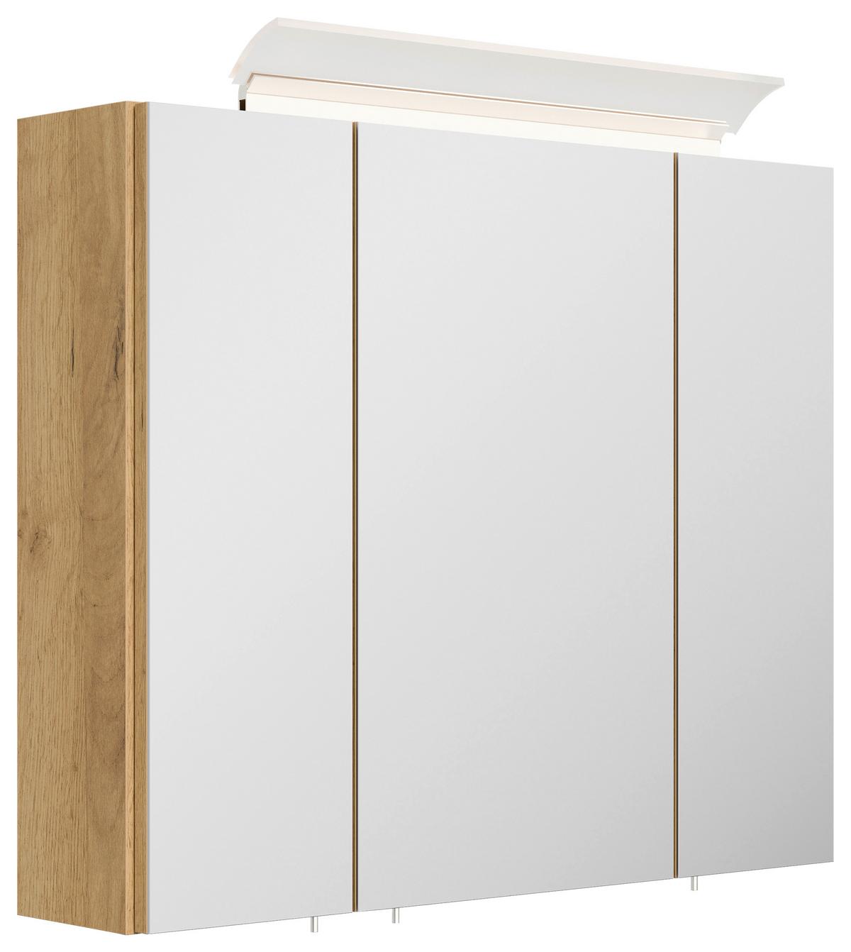 Spiegelschrank Eiche Dekor B: 75 cm - Eichefarben, MODERN, Glas/Holzwerkstoff (75/62/17cm) - MID.YOU