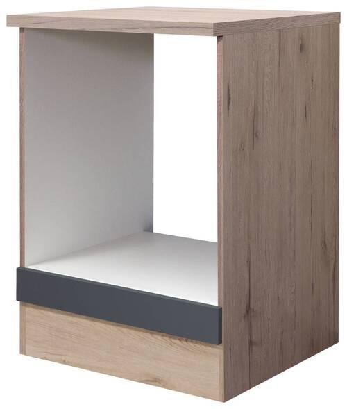 Skříňka na vstavěnou rouru SHADOW HU60 - šedá - dub San Remo/tmavě šedá, Moderní, kompozitní dřevo (60/85/60cm)
