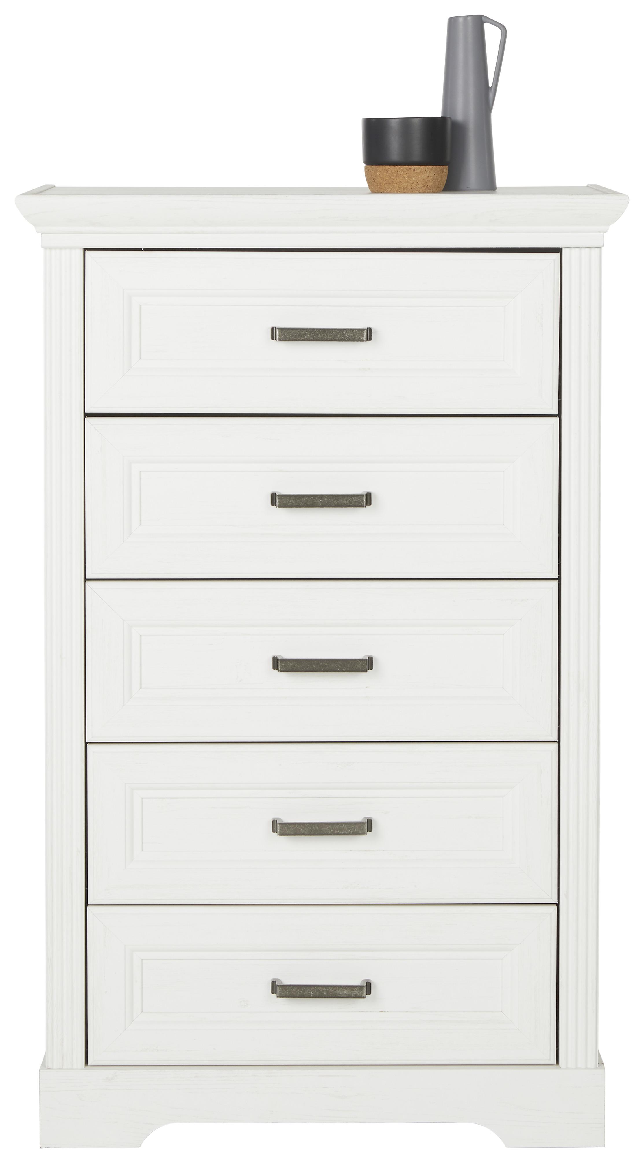 Komoda biela,úzka - čierna/biela, Romantik / Landhaus, kov/kompozitné drevo (67/108/41cm)