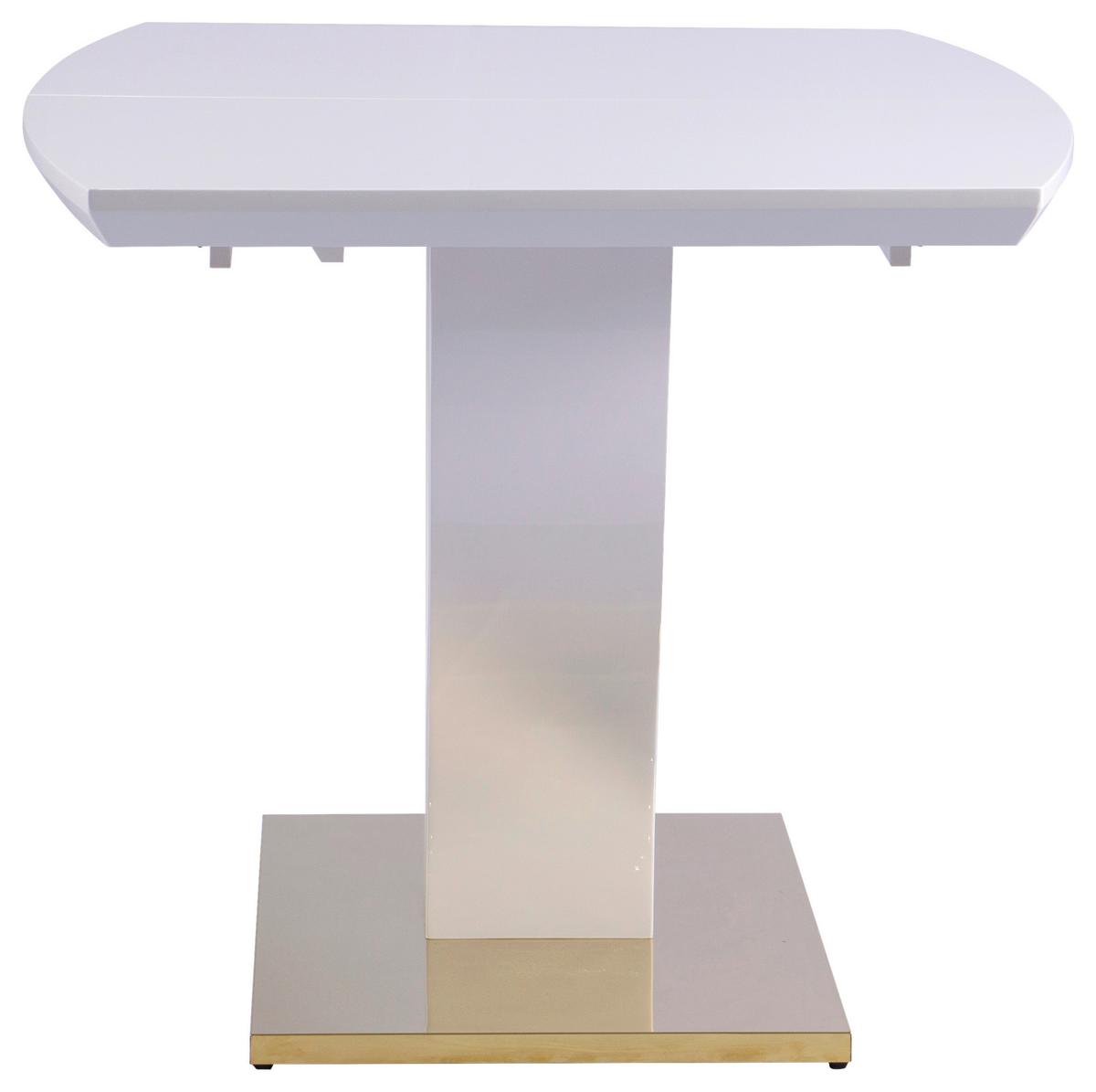Kihúzható Étkezőasztal Jade - aranyszínű/magasfényű fehér, Konventionell, faalapú anyag/fém (140-180/76/90cm) - MID.YOU