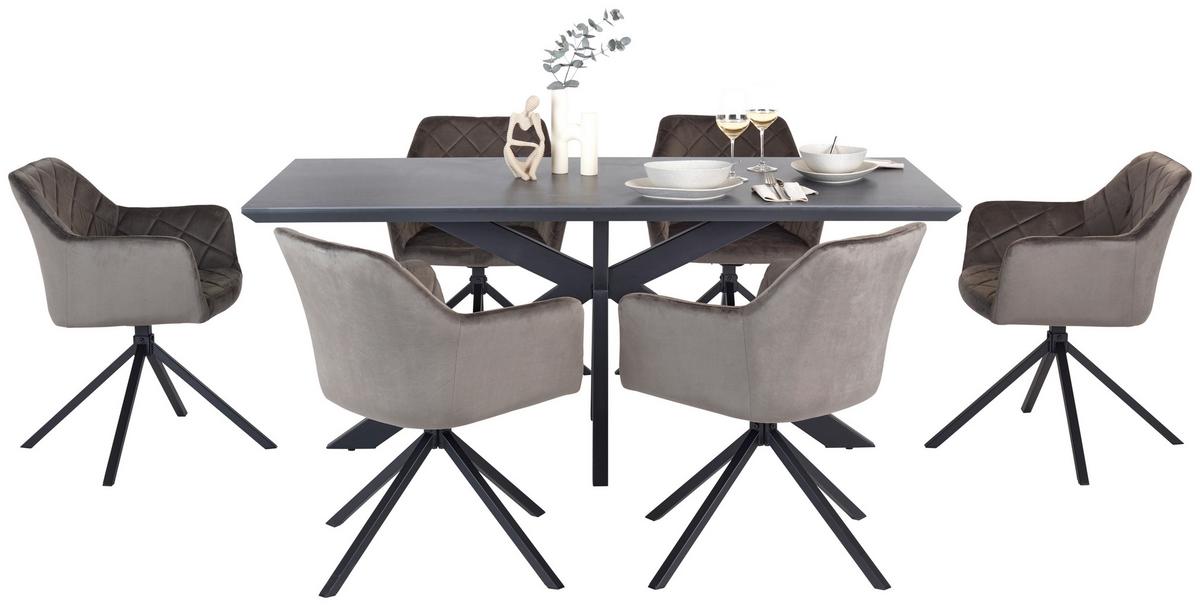 Esstisch Steve 1 180x90 Cm Schwarz - Schwarz, MODERN, Keramik/Holzwerkstoff (180/76/90cm)