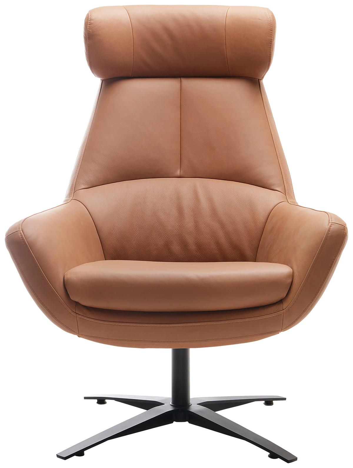 Sessel Be Organic - Cognac/Schwarz, MODERN, Leder (81/112/83cm) - Trendmanufaktur