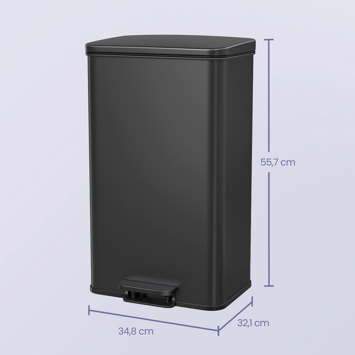 Abfallsammler Schwarz B: 34,5 cm - Schwarz, Basics, Kunststoff/Metall (34,5/59,5/32cm)