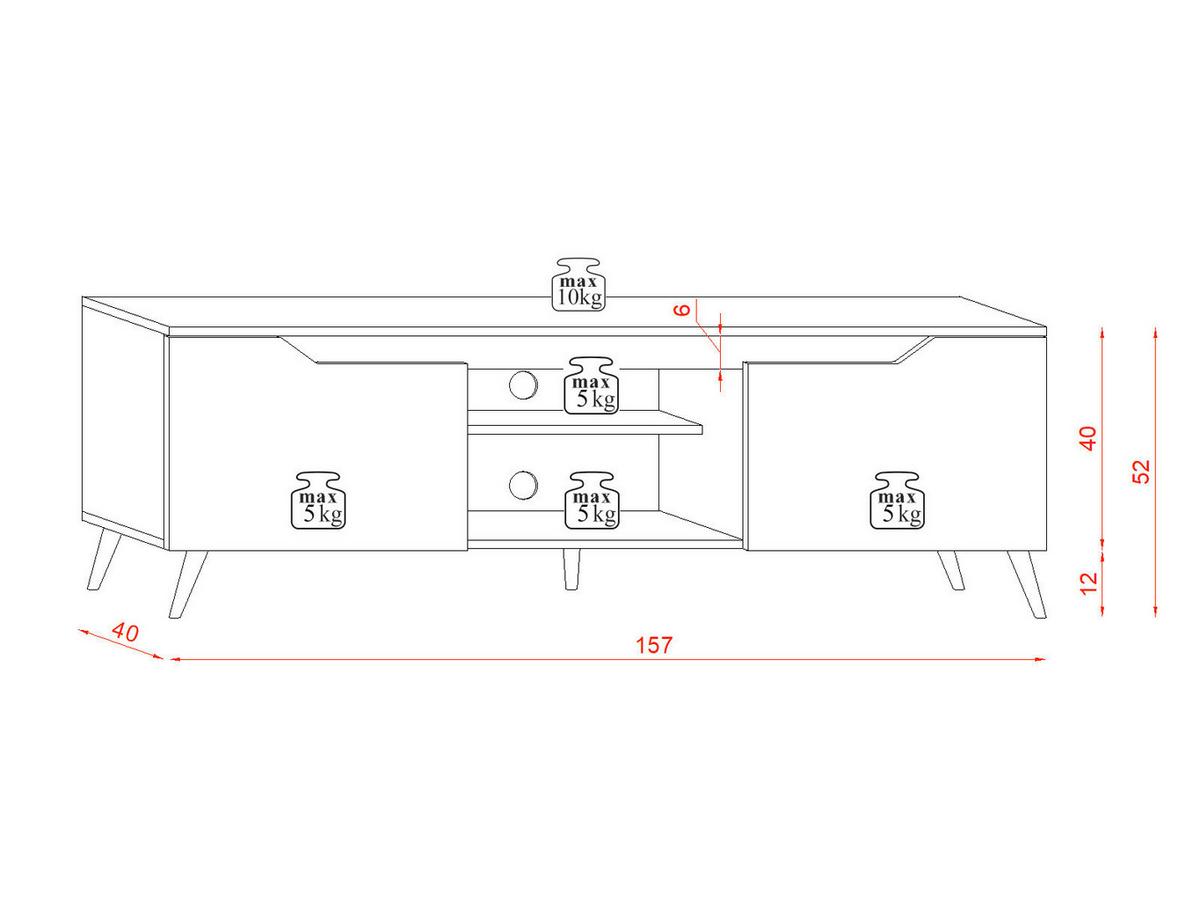 Lowboard Tree Weiß B: 157 Cm - Buchefarben/Weiß, Design, Holzwerkstoff (157/52/40cm) - Livetastic