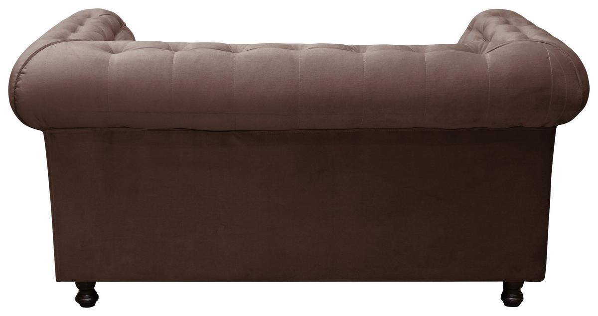 Chesterfield-Sofa Cardiff Braun 2-Sitzer Samt B: 168 cm - Wengefarben/Braun, Basics, Textil (168/80/90cm) - P & B