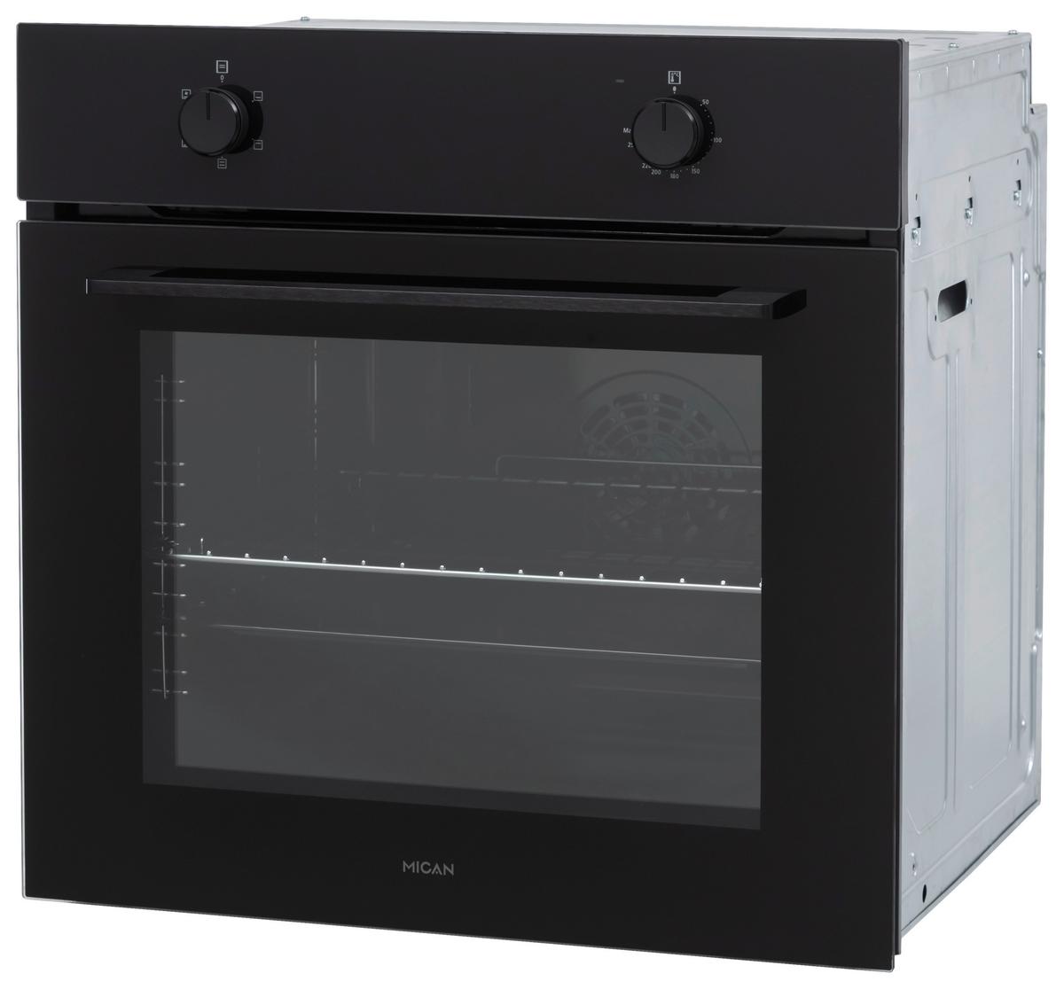 Einbaubackofen Boaus65 - Schwarz, Basics, Glas/Metall (59,5/59,5/55-57cm) - Mican