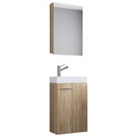 Badmöbel-Set Gäste WC 3-Tlg. Slito B: 41 cm Eiche Dekor - Weiß/Sonoma Eiche, KONVENTIONELL, Keramik/Holzwerkstoff (41cm) - MID.YOU