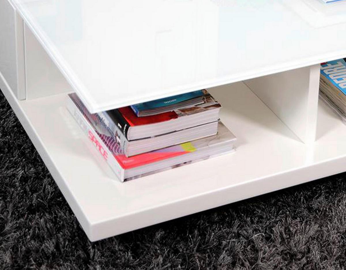 Couchtisch Weiß Hochglanz L: 100 Cm - Weiß Hochglanz/Weiß, Design, Glas/Holzwerkstoff (100/100/36cm) - Livetastic