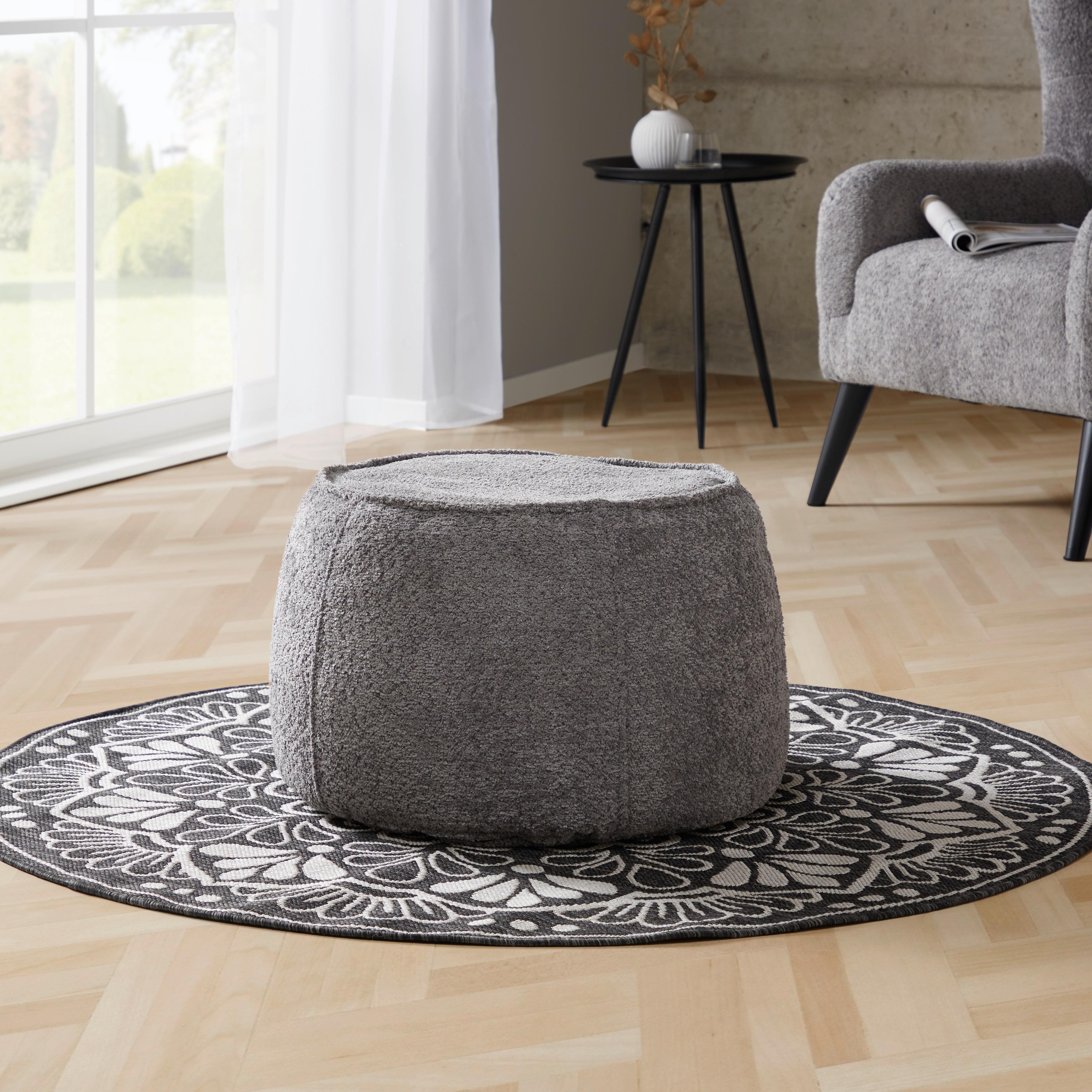 Hocker Lycylla Polyester Dunkelgrau Sitz Gepolstert - Dunkelgrau, MODERN, Textil (38/60cm)