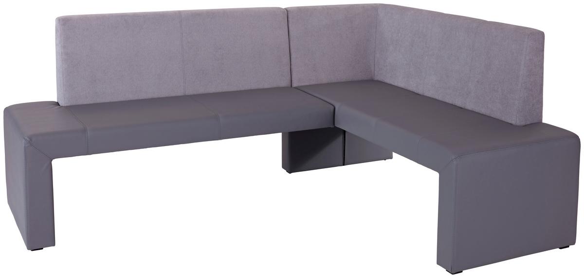 Eckbank Grau Lederlook / Webstoff Valun II 203x160 cm - Grau, KONVENTIONELL, Karton/Holz (203/160cm)