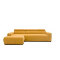 Ecksofa mit Sitztiefen- verstellung Brandon Orange - Schwarz/Orange, Design, Textil (175/285cm) - MID.YOU